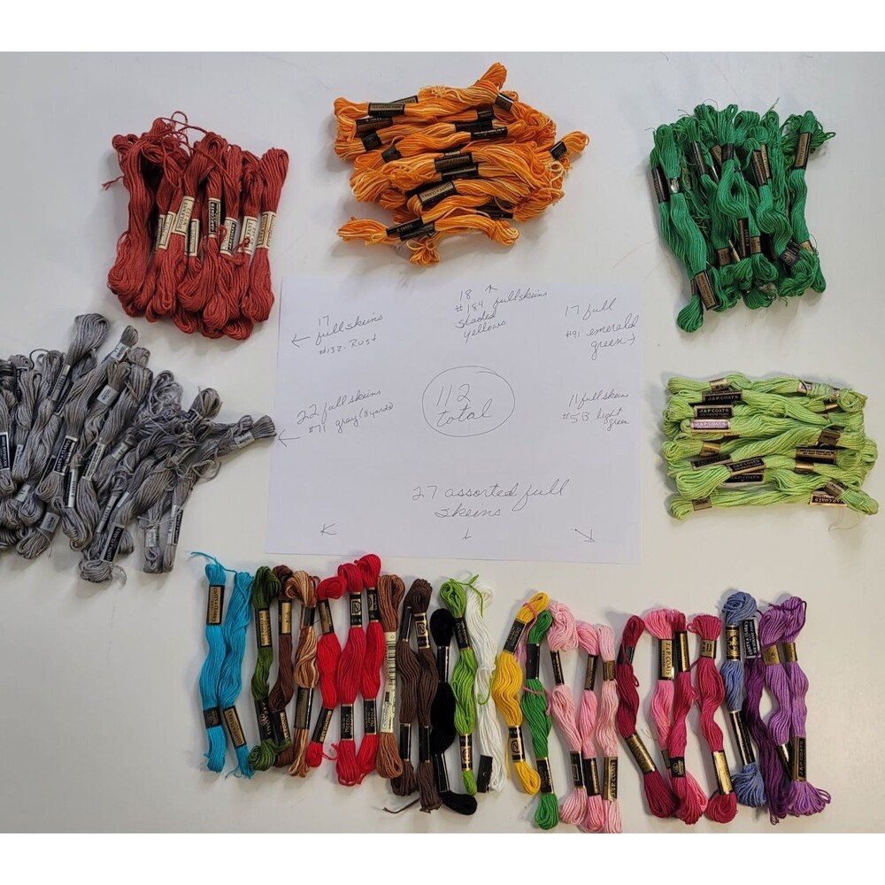 112+ Full Skeins Embroidery Floss J&P Coats Coats & Clark Mixed Colors Lot